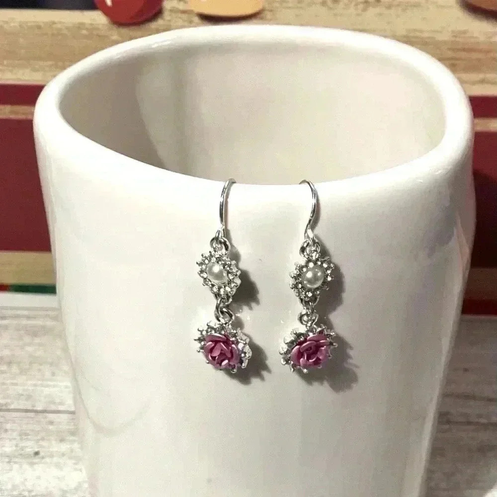 Avon Rose Pink Silver earrings - Picture 5 of 5